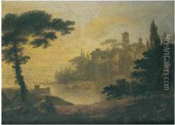 A View Of An Italianate Coastline Oil Painting - William Hodges