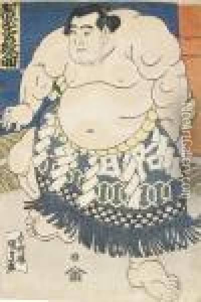 The Huge Stamping Figure Of The Sumo Wrestler Abumatsu Rokunosuke Oil Painting - Kunisada