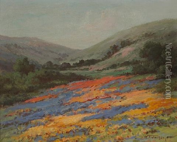 Wildflowers On A Hillside Oil Painting - William Franklin Jackson