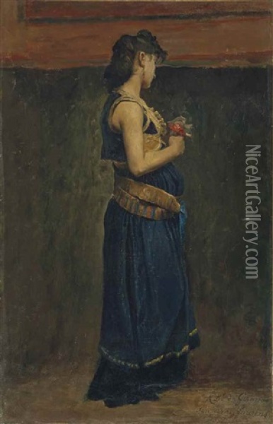 Etude De Femme Merovingienne En Pied Oil Painting - Jean Paul Laurens