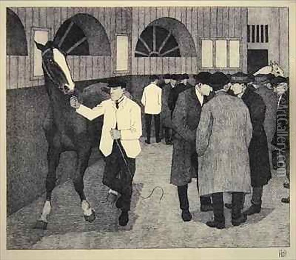 Horse Dealers at the Barbican Oil Painting - Robert Polhill Bevan