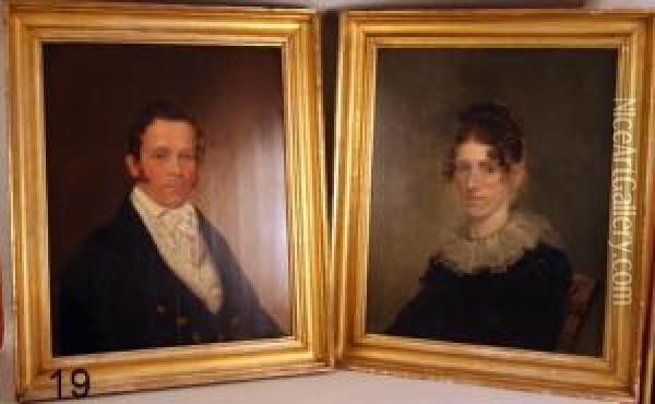Pair Of American Portraits Oil Painting - Penry Williams