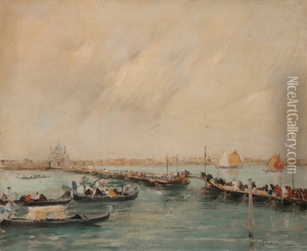 Vue De La Salute, A Venise Oil Painting - Italico Brass