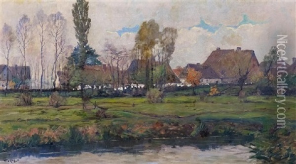 Dorf In Der Nahe Von Paderborn Oil Painting - Wilhelm (Willy) Lucas