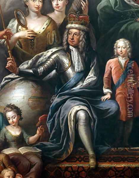 George I and his grandson, Prince Frederick, detail from the Painted Hall Oil Painting - Sir James Thornhill