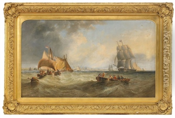 Fartyg Vid Englandskusten Oil Painting - John Wilson Carmichael