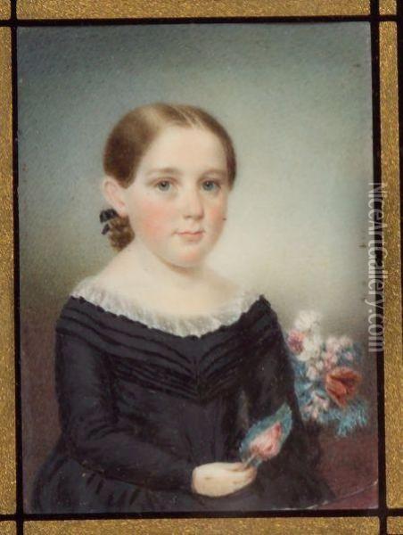 Miniature Portrait Of Mrs. Solomon Sargent (nee' Persischild). Oil Painting - Sarah Goodridge