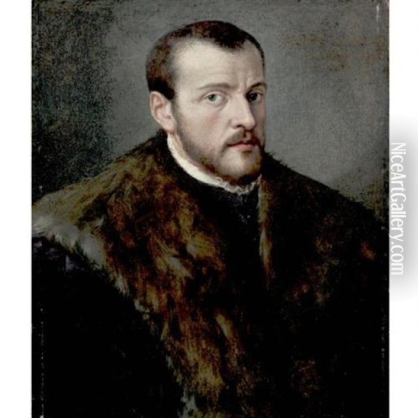 Portrait Of A Bearded Man Oil Painting - Giovanni Battista Moroni