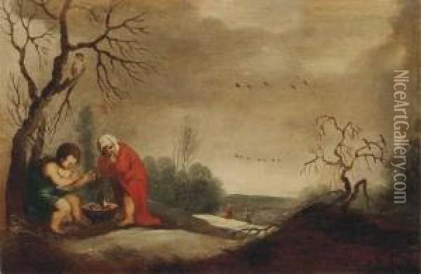 An Allegory Of Winter Oil Painting - Cornelis Van Poelenburch