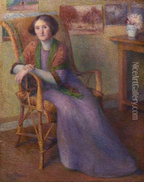 Portrait De Sa Femme, 1914 Oil Painting - Hippolyte Petitjean