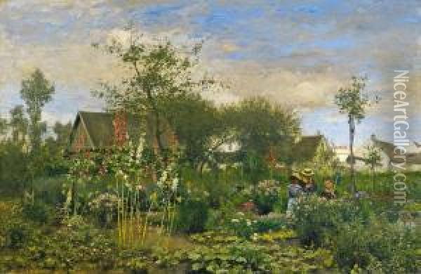 Im Garten Oil Painting - Hugo Muhlig