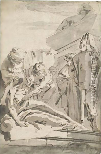 The Death Of Seneca Oil Painting - Giovanni Battista Tiepolo