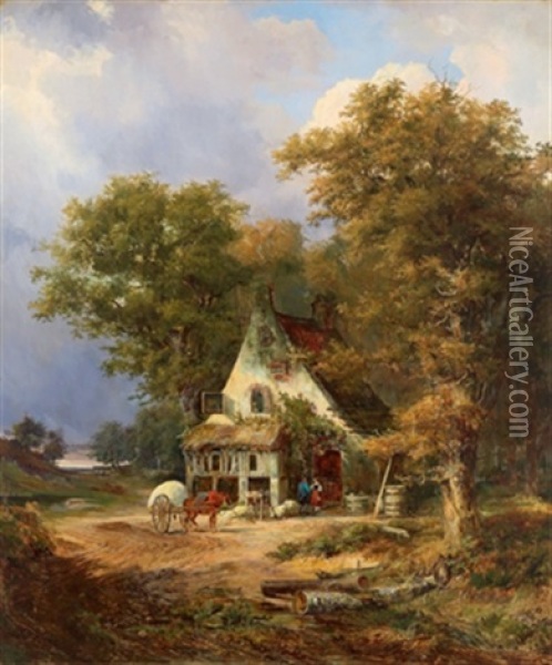 Vor Einem Englischen Gasthaus Oil Painting - Otto Hermann Emil Voelcker