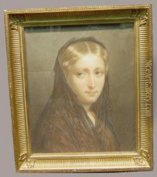 Portrait Of A Lady
Initialed And Dated Oil Painting - James Collinson