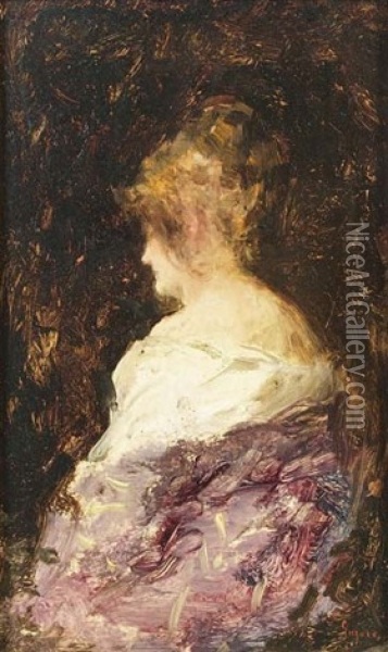 Femme De Trois Quart Oil Painting - Nicolae Grigorescu