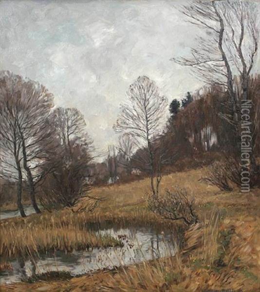 Herbstlandschaft Mit Bachaue Oil Painting - Carl Theodor Meyer-Basel