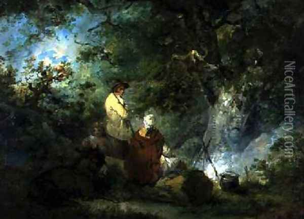 Gypsies by a Campfire 1792 Oil Painting - George Morland