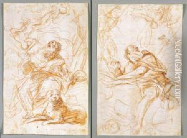 Due Studi Di San Girolamo ( Oil Painting - Mattia Preti