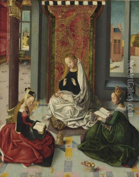 The Virgin And Child With Saints Mary Magdalene And Dorothy Oil Painting - Master Of The Sterbini Diptych