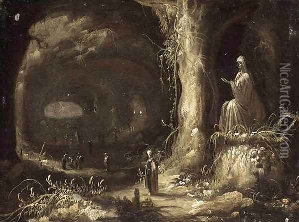 Interior Of A Grotto Oil Painting - Rombout Van Troyen