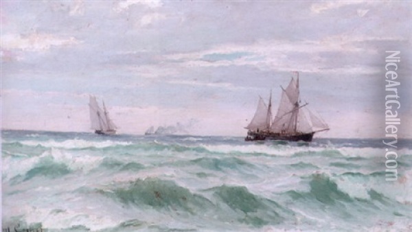 Fiskerbade Pa Havet Oil Painting - Carl Ludvig Thilson Locher
