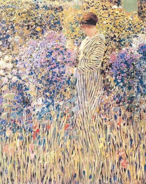 Lady in a Garden Oil Painting - Frederick Carl Frieseke