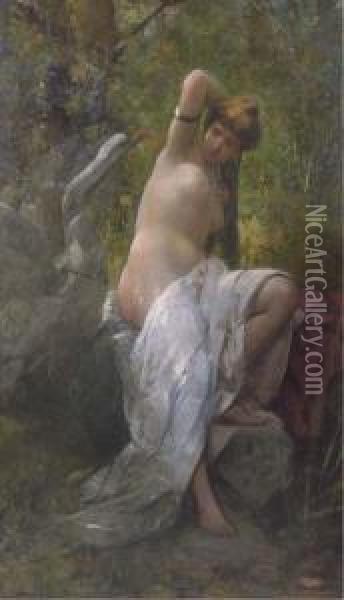 Leda And The Swan Oil Painting - Eugenio Scomparini