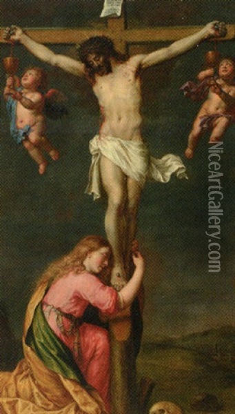 The Crucifixon With Mary Magdalene Oil Painting - Peter Van Lint