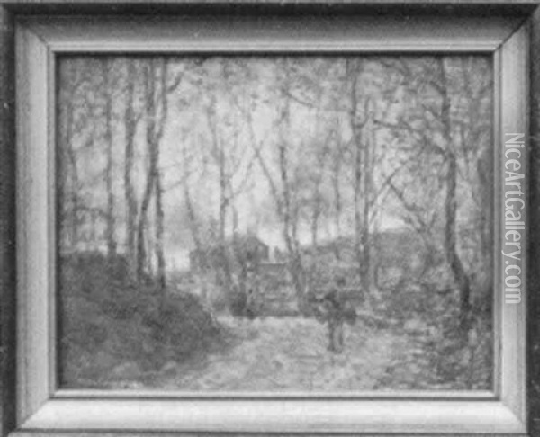 Figures On A Country Road Oil Painting - Paul Cornoyer