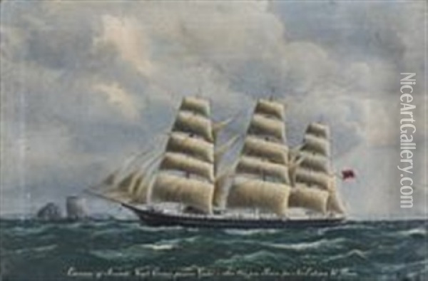 A Ship's Portrait Of Osseanna Af Arendahl Oil Painting - Peder Nielsen Foss