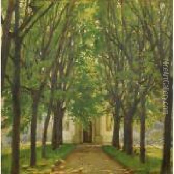 Viale Alberato Oil Painting - Carlo Wostry