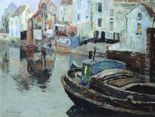 Lavandiere Au Bord Du Canal Oil Painting - Armand Adrien Marie Apol