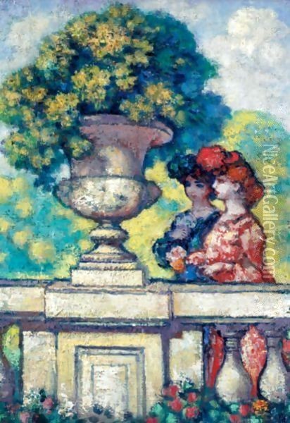 Deux Femmes Au Balcon Oil Painting - Charles Francois Prosper Guerin