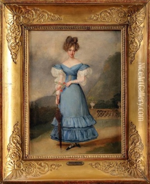Portrait De Marie Caroline De Bourbon Sicile, Duchesse De Berry Oil Painting - Alexandre Jean Dubois-Drahonet