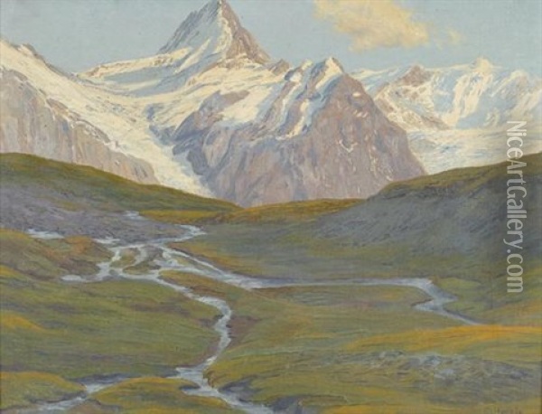 Alpwiese Im Gebirge Oil Painting - Gottfried Herzig