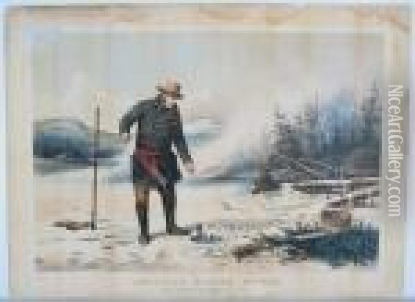 On Chateaugay Lake Oil Painting - Currier & Ives Publishers