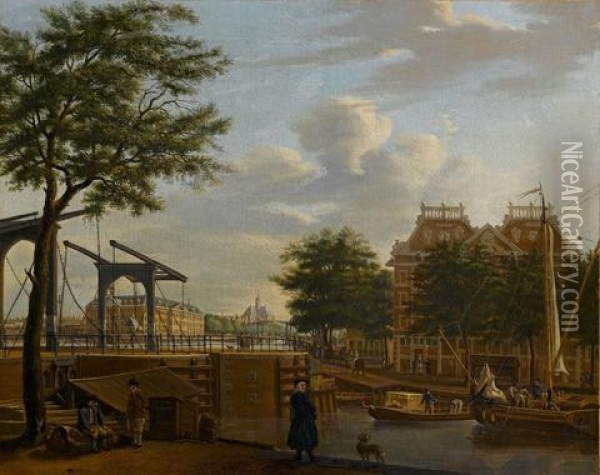 View Of Amsterdam With The Scheepvaartmuseum Oil Painting - Paulus Constantijn la (La Fargue) Fargue