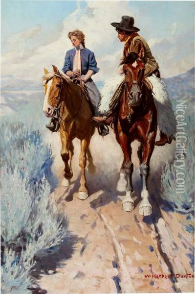 Prarie Courtship Oil Painting - Anonymous Artist