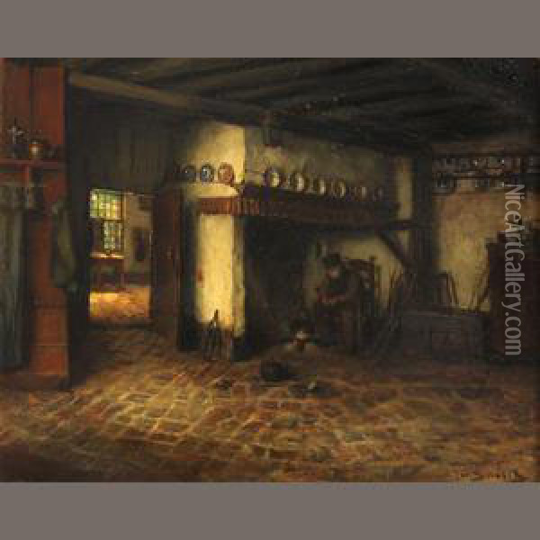 A Dutch Interior Oil Painting - Jacob Cornelis Snoeck
