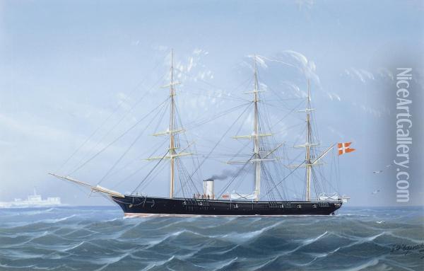 A Danish Steamship In The Mediterranean Oil Painting - Gaetano Esposito