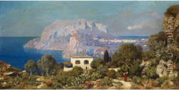 Der Felsen Von Capri Oil Painting - Edmund Berninger