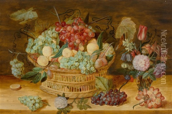 Stillleben Mit Fruchten In Einem Korb Oil Painting - Isaac Soreau
