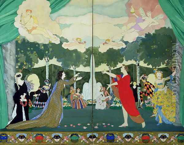 Curtain Design for the 'Free Theatre' in Moscow, 1913 Oil Painting - Konstantin Andreevic Somov