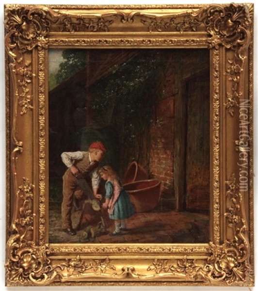 The Young Woodcutters Oil Painting - George Smith