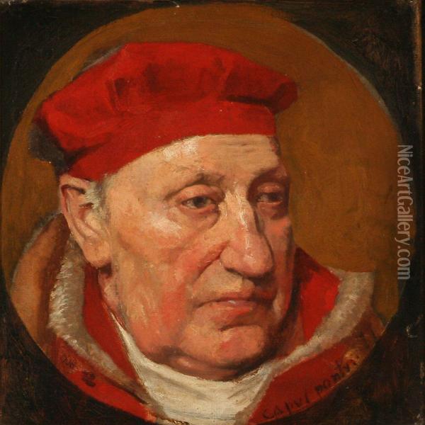 Portrait Of A Roman Cardinal Oil Painting - Hans Nikolaj Hansen