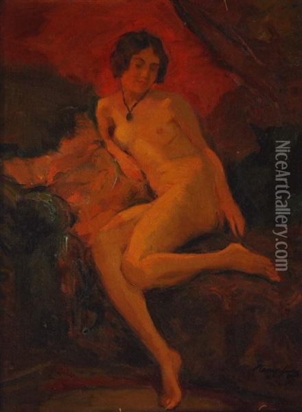 Madchenakt Oil Painting - Wilhelm Hempfing