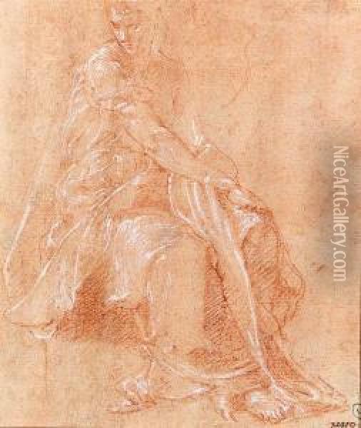 A Seated Figure Turned To The Right Oil Painting - Francesco Primaticcio