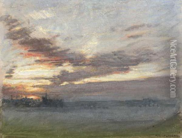 Sunset, Norfolk Oil Painting - Albert Goodwin