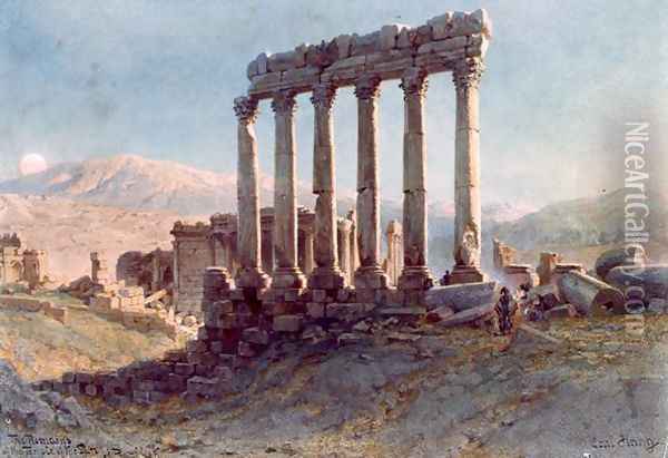 The Remains of the Temple of the Sun at Baalbek Oil Painting - Carl Haag