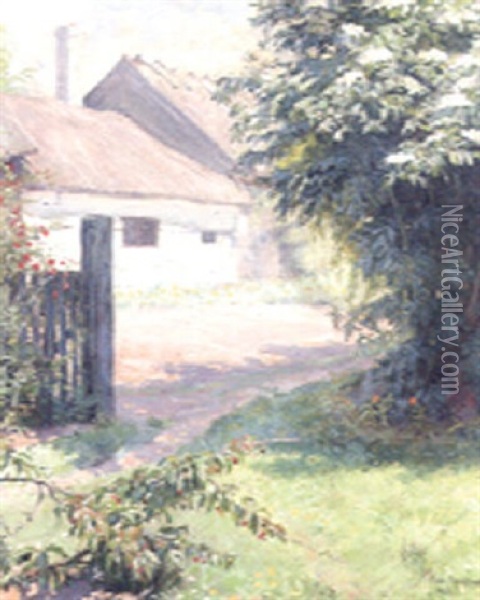 A Sunlit Garden Oil Painting - Robert Panitzsch